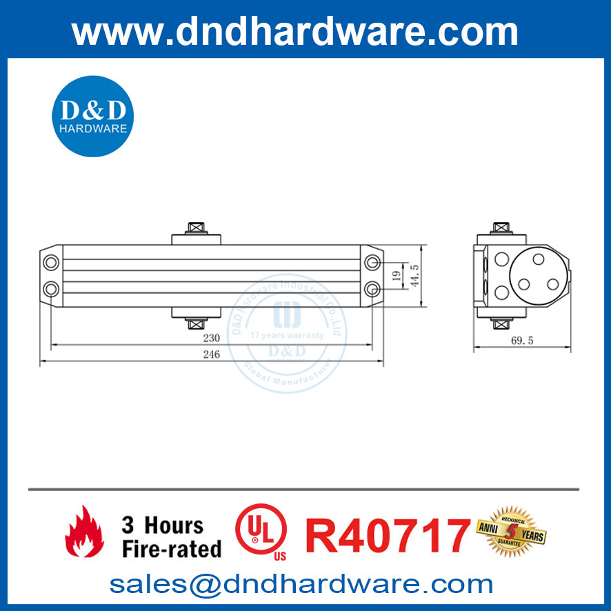 Ul Silver Aluminium Alloy Swing Speed ​​Hydraulique 20-150 kg Porte plus proche-DDDC058