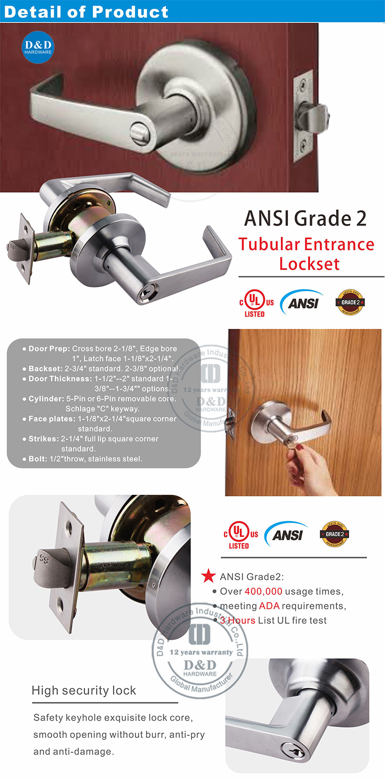 ANSI TUBULAIRE LOCKSET-DDLK011-D & D Hardware