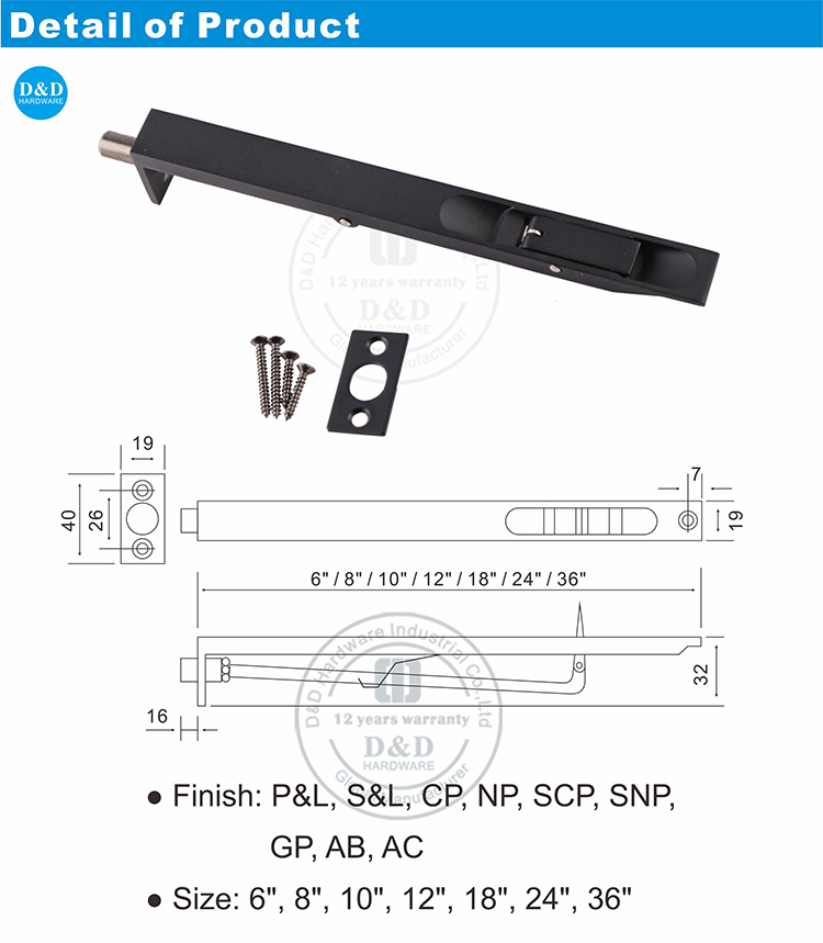 boulon de porte noire