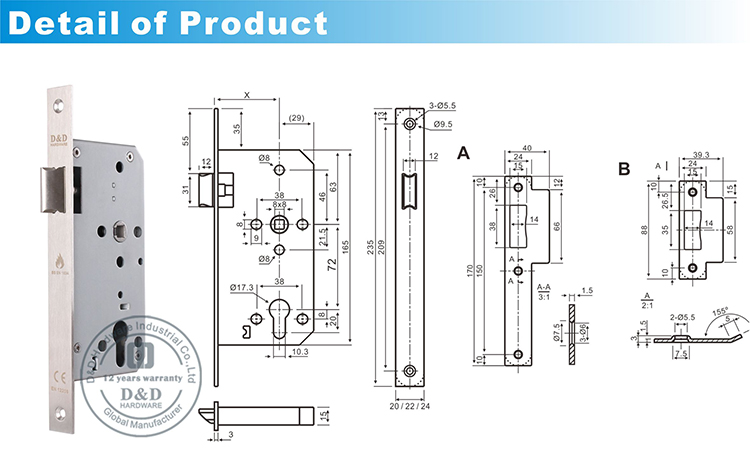 Hardware de verrouillage de verrouillage CE Latch-DDML011-D & D