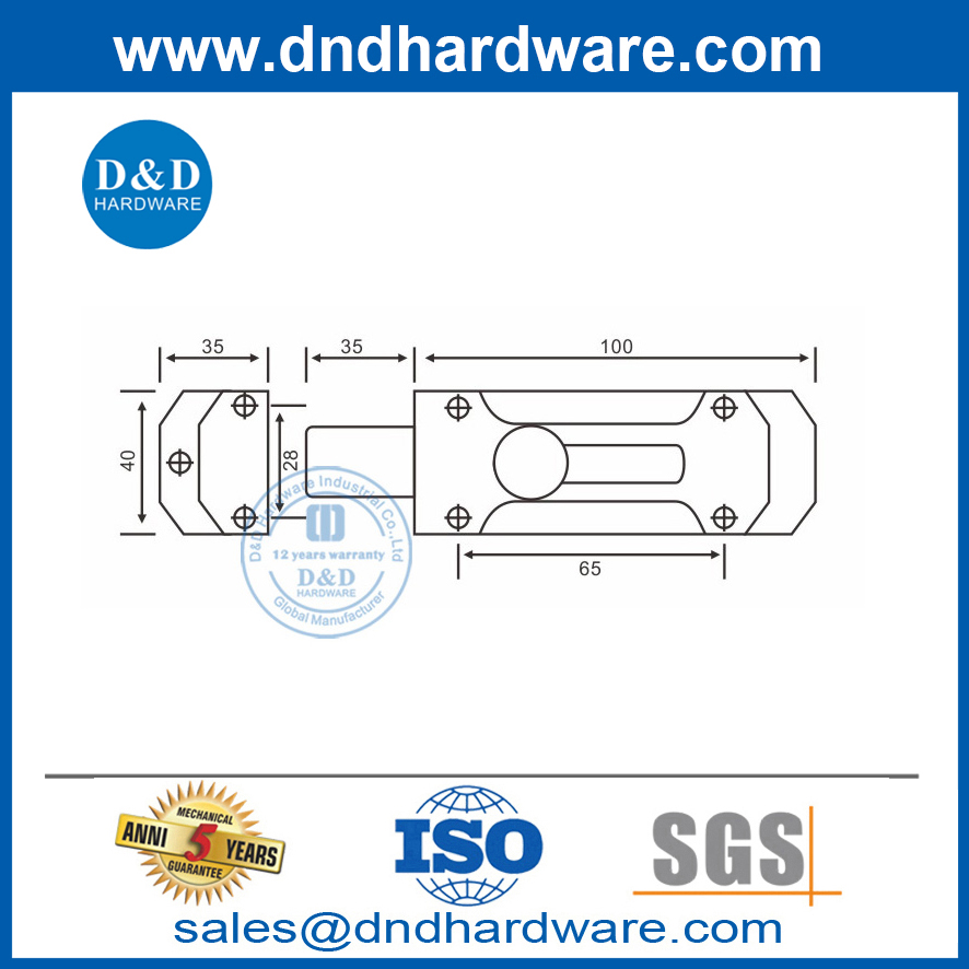 Boulon de porte de type baril de glissière de sécurité en alliage de zinc robuste-DDDB025