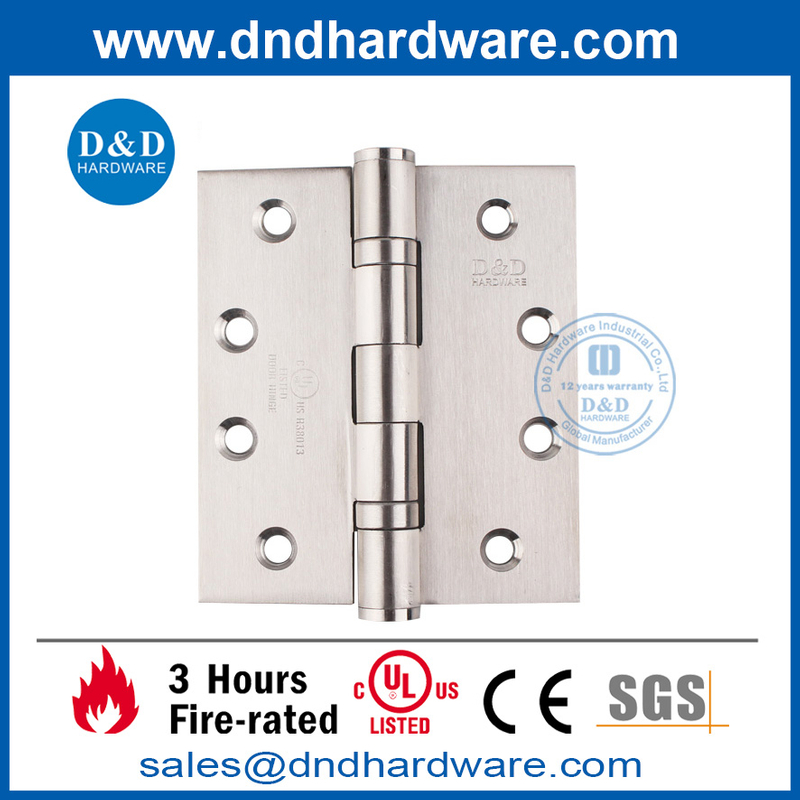 Charnière de porte bout à bout coupe-feu UL SUS304 pleine mortaise -DDSS001-FR-4X3.5X3