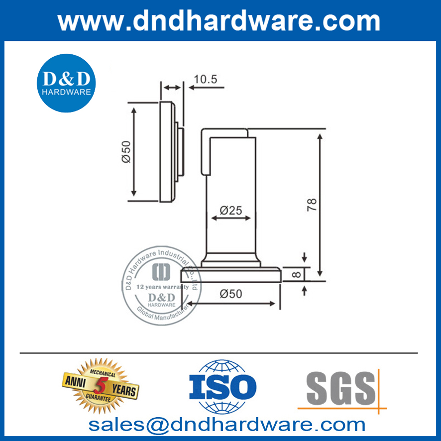 Support d'arrêt de porte magnétique mural en alliage de zinc de haute qualité-DDDS030