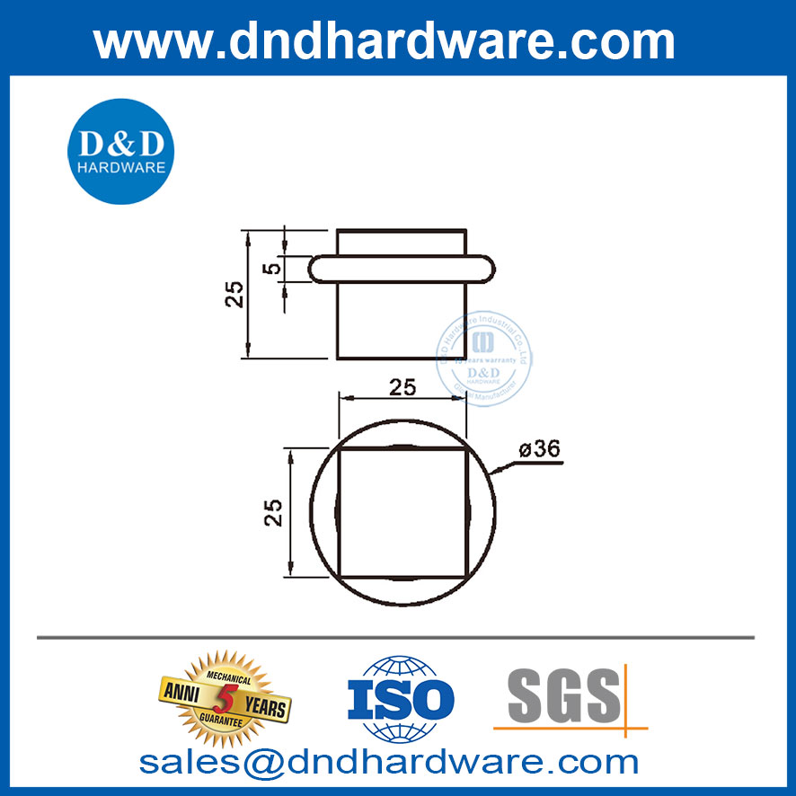 Stoppeur de porte de sécurité en acier inoxydable moderne pour plancher en bois-ddds050