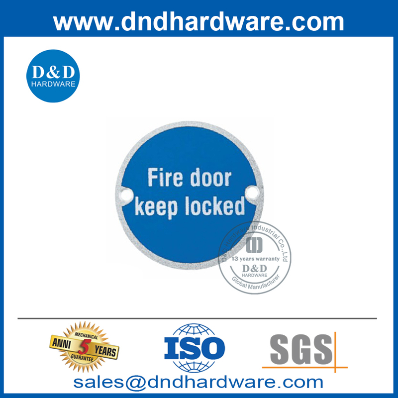 SS304 'Fire Door Going Locked ' Plaque de panneau Plaque d'incendie Indication-DDDSP007