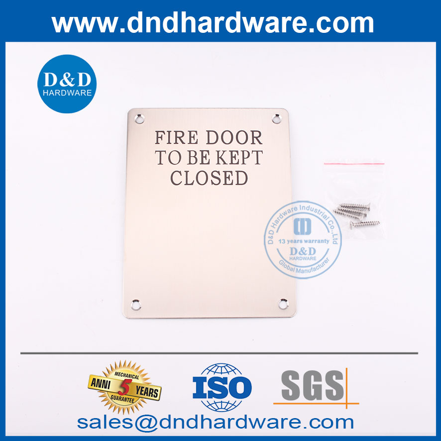 Plaque de porte de feu de feu de 1,5 mm Plaque de porte en acier inoxydable Plaque DDDSP010