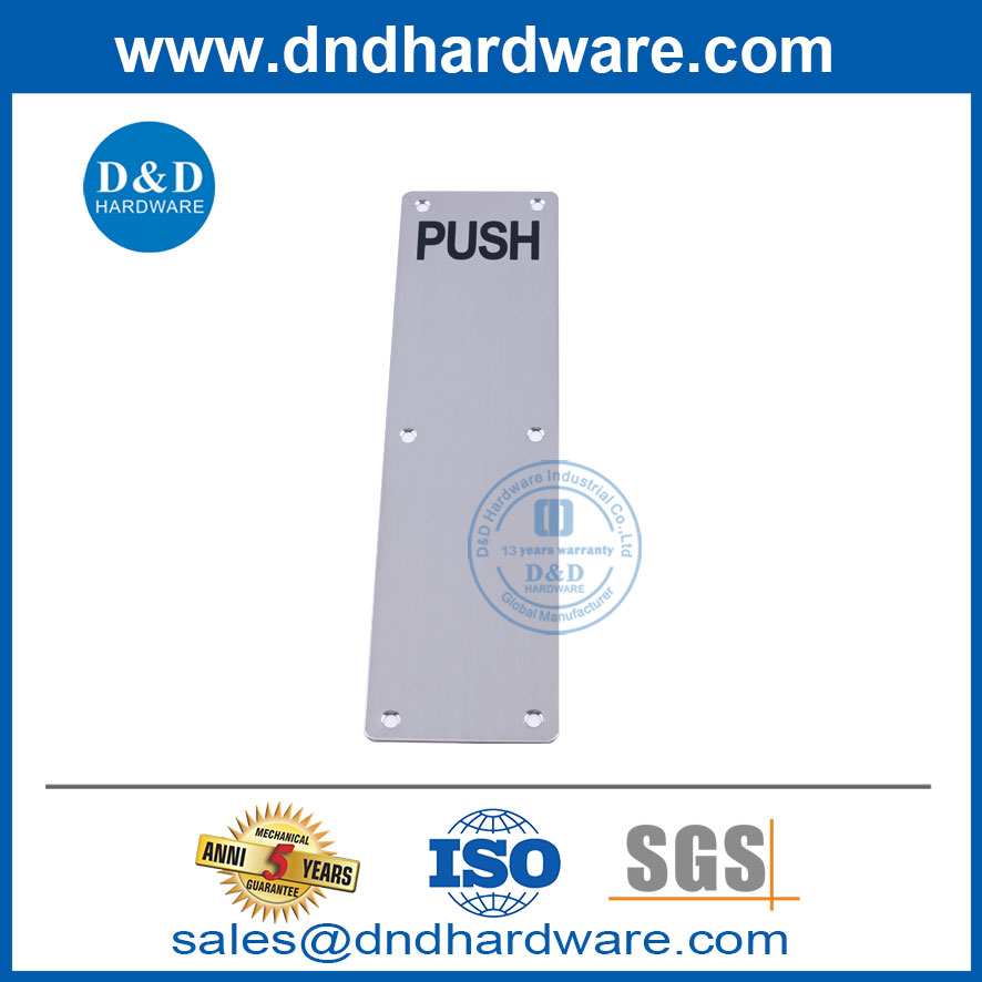 Conception moderne en acier inoxydable poussoir et plier plaque avec poignée de porte-DDPH023