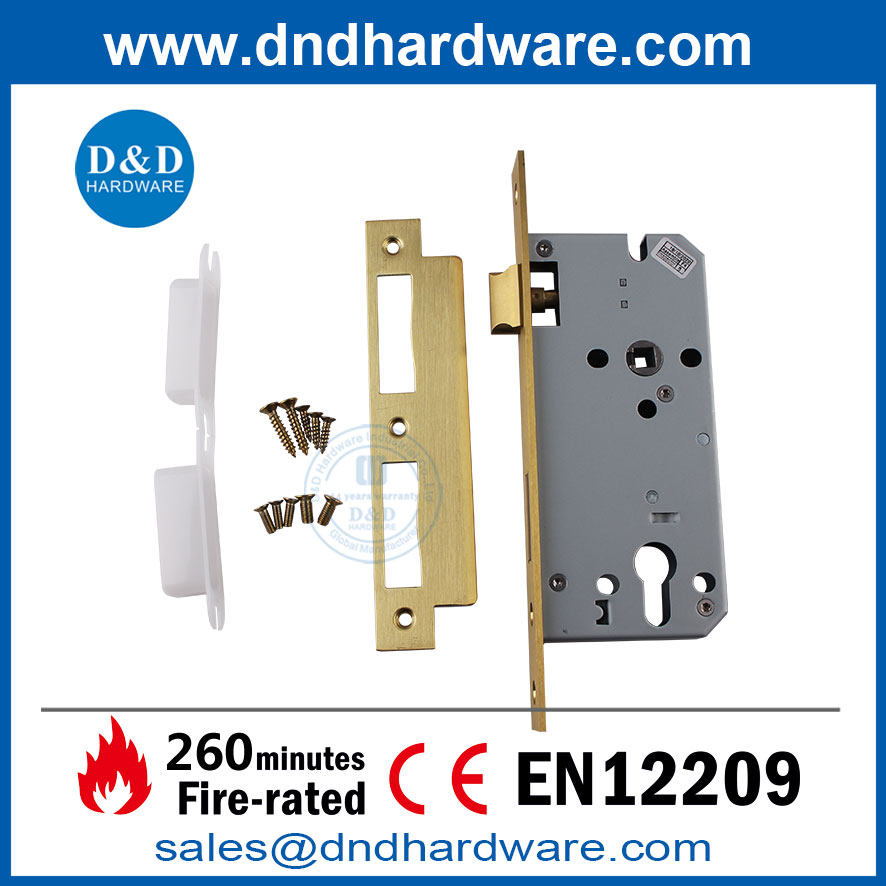 Verrons de porte de la pièce incendie EN12209 Satin en laiton extérieur Hardware Lockware-Ddml009 