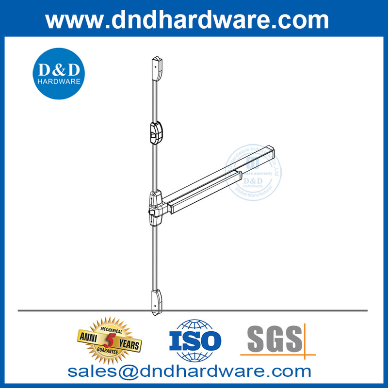4 points serrures en acier inoxydable et en aluminium vertical de la tige de panique de sortie du dispositif-ddpd306