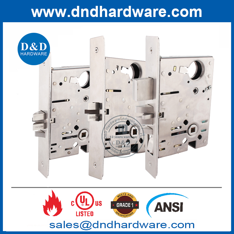 Sus304 MODERNE LOCATION DE PORTE ENTRÉE UL FEU CLÉSÉE ANSI MORTISE LOCKSET-DDAL04 F04