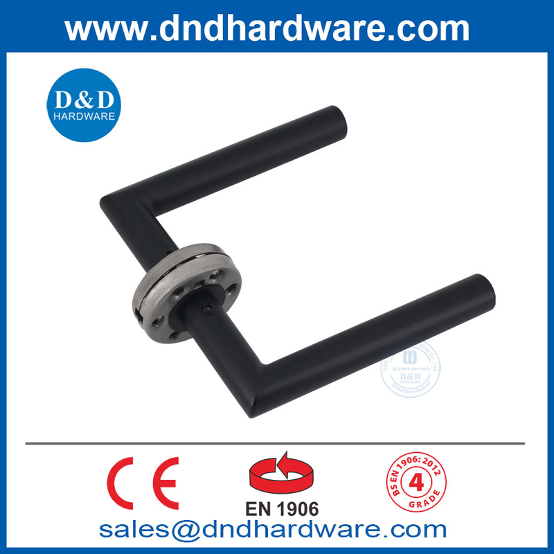 BS EN1906 en acier inoxydable extérieur Matte Black Door Levers-DDTH003