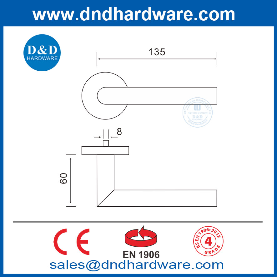 EN1906 en acier inoxydable en laiton en laiton externe de porte externe CHAMBRE-DDTH003