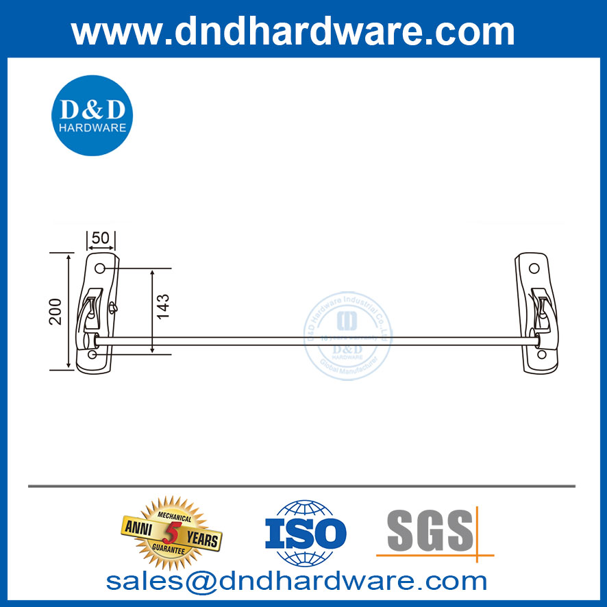 Verrouillage de la barre de panique Barde de sortie de sortie en acier inoxydable bar-ddpd009