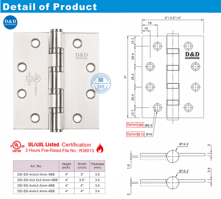 Hinges de porte intérieure 