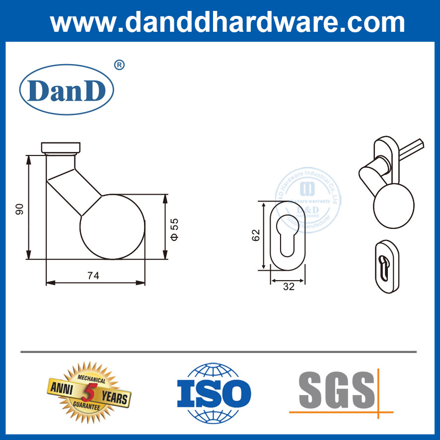 Design moderne 304 Poigure de porte en acier inoxydable Handle de mouton de cadre étroit DDNH004