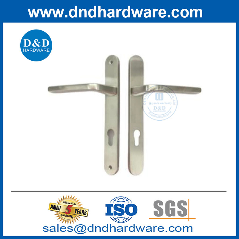 Pointe de porte Plaque en acier inoxydable étroite plaque ovale de la chambre à coucher le levier de porte Handle-DDNP001