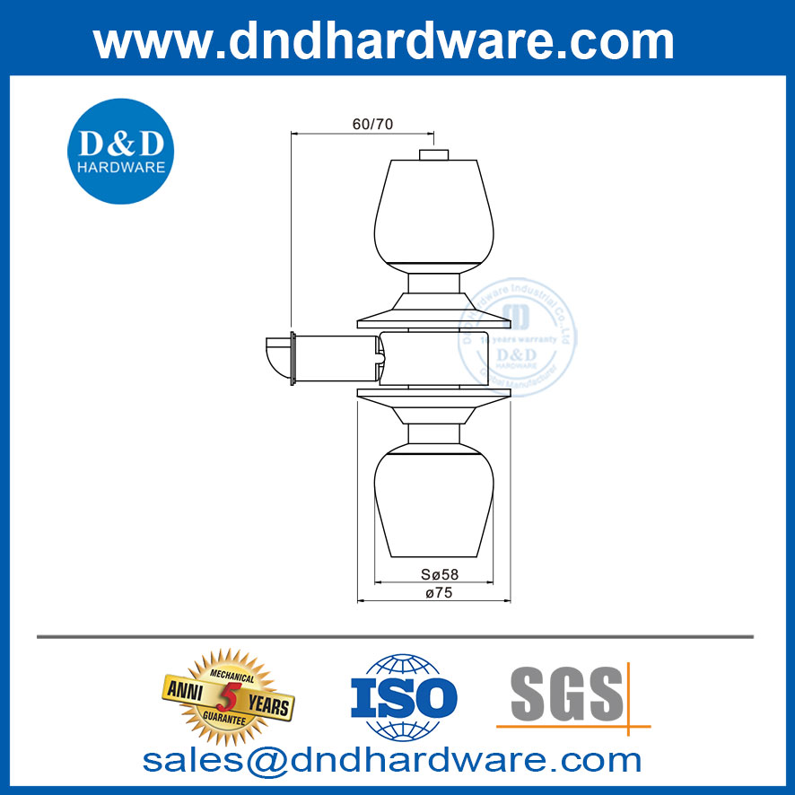Sentes de verrouillage commerciales pour portes en acier inoxydable intérieur de porte française lockset-ddlk003