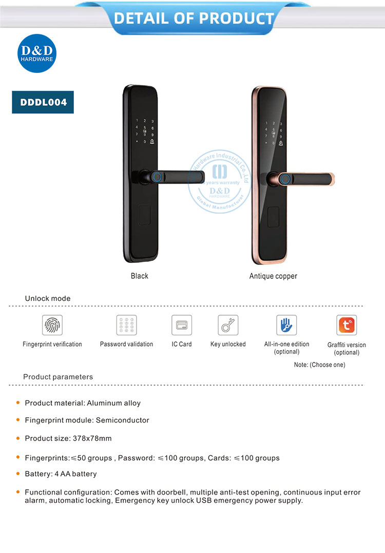 Serrure de porte d'empreinte digitale 