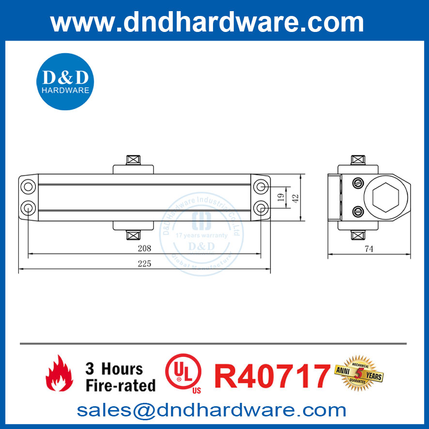 UL Fire Cate Golden Overhead Automatic Auto-Ferming Metal Door plus proche DDDC057