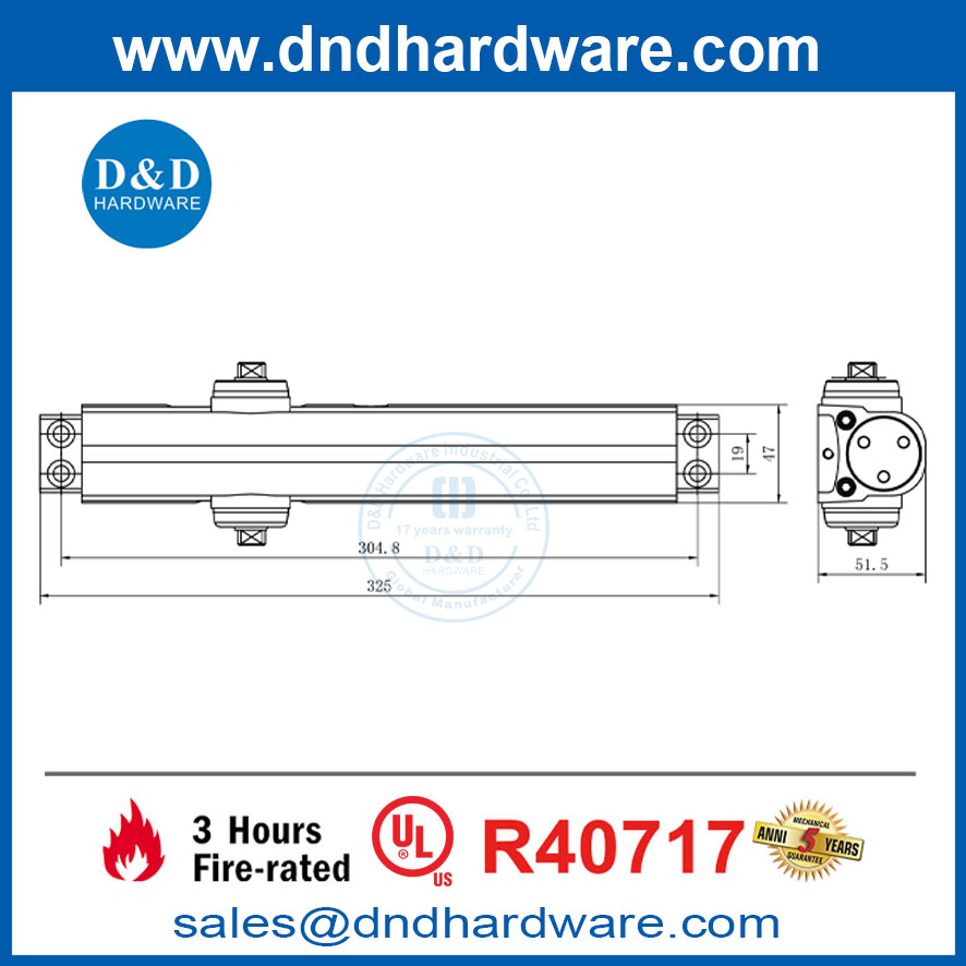UL Fire noté Action de retard EN1-EN6 Porte en bois Spring plus proche DDDC059DA