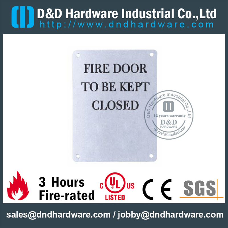 SS304 Plaque Signature 130x170mm pour porte coupe-feu pour portes résistant au feu -DDSP010