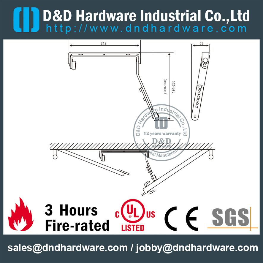 Coordinateur de porte pour porte coupe-feu DDDR004-dimensions
