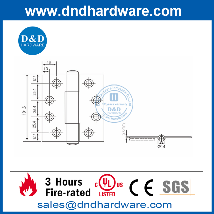 Charnière en acier inoxydable à 3 articulations pour portes d'hôtel-DDSS023