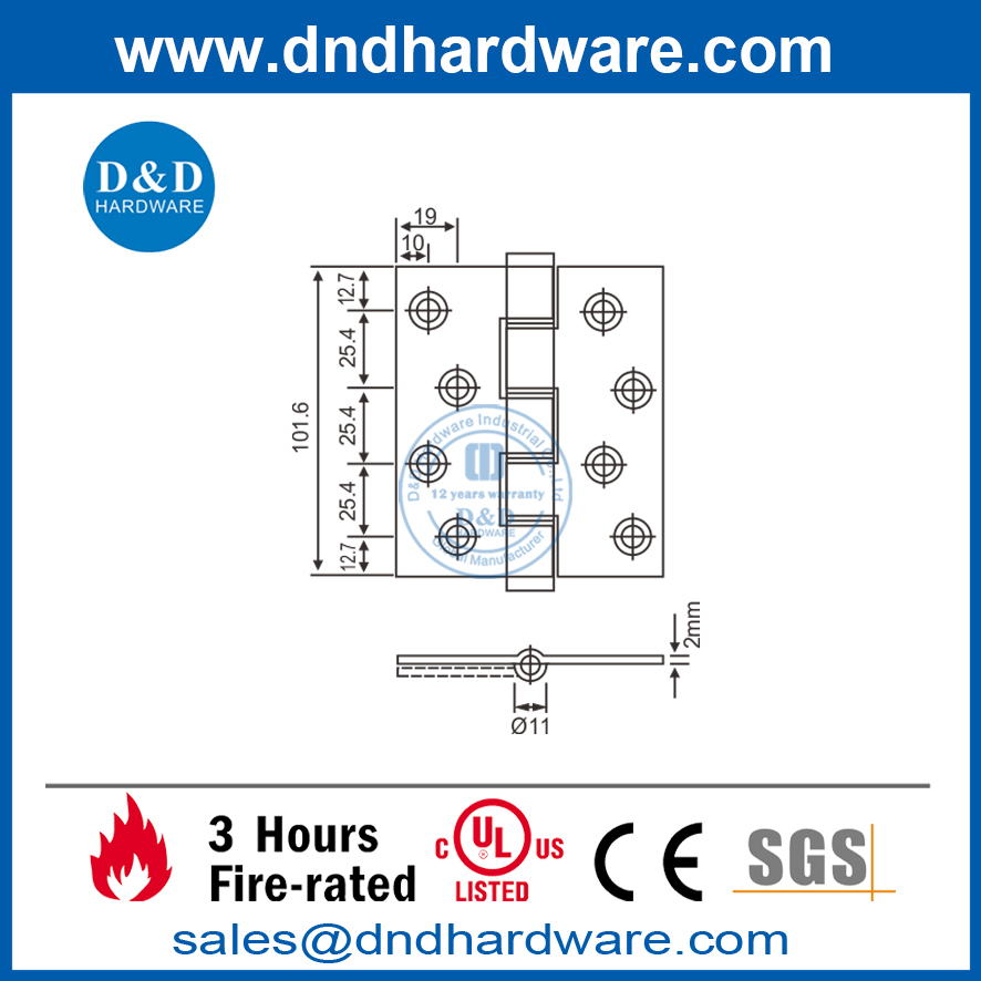 Charnière à double rondelles en acier inoxydable pour porte extérieure-DDSS008