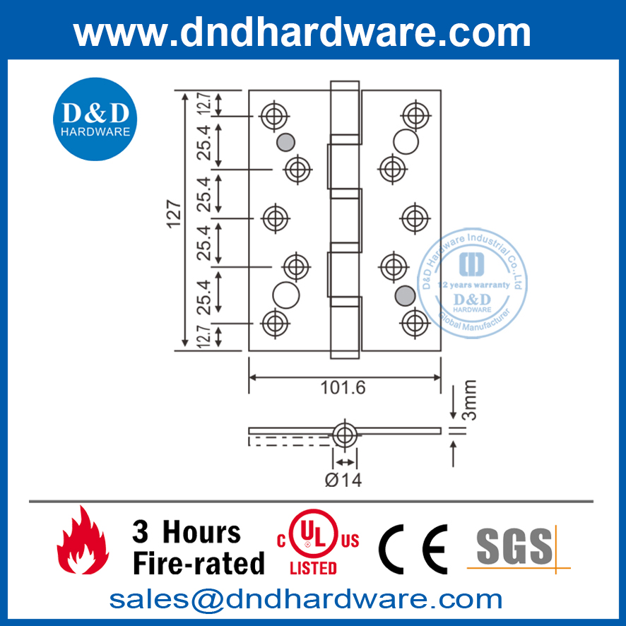 Charnière de sécurité double en acier inoxydable pour porte extérieure-DDSS013