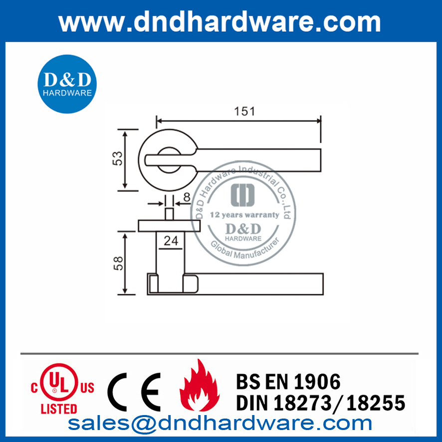 Sécurité SUS316 Meilleure poignée de porte commerciale à levier bon marché-DDSH046