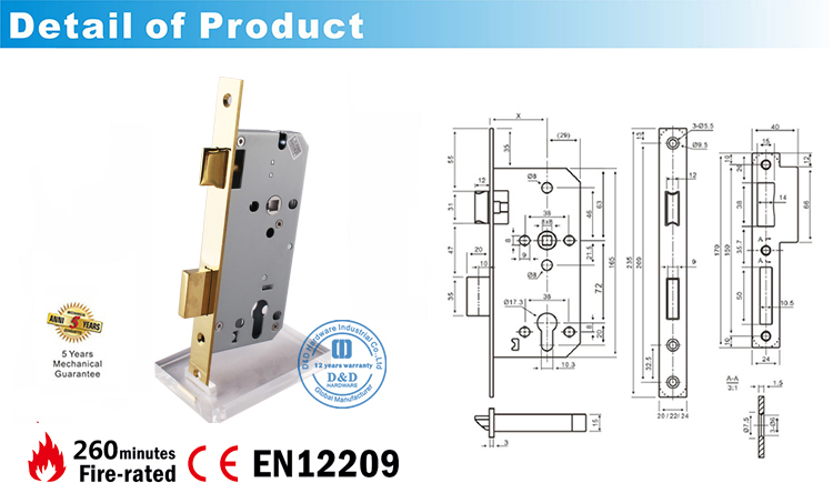 Hardware DDML009-D & D de serrure de porte en laiton en laiton en laiton