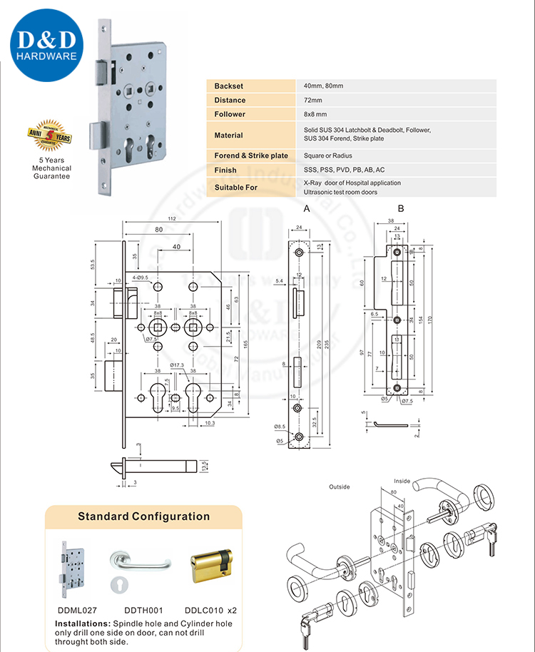Hardware Lock-D & D de porte