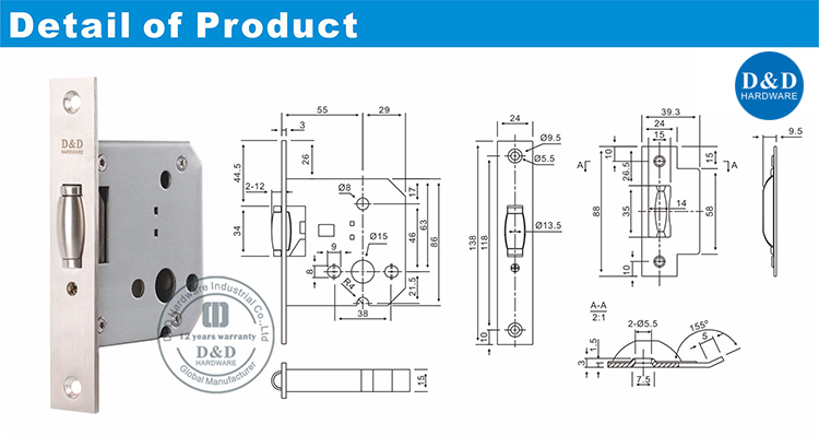 Serrure de porte en acier inoxydable Body-D & D Hardware