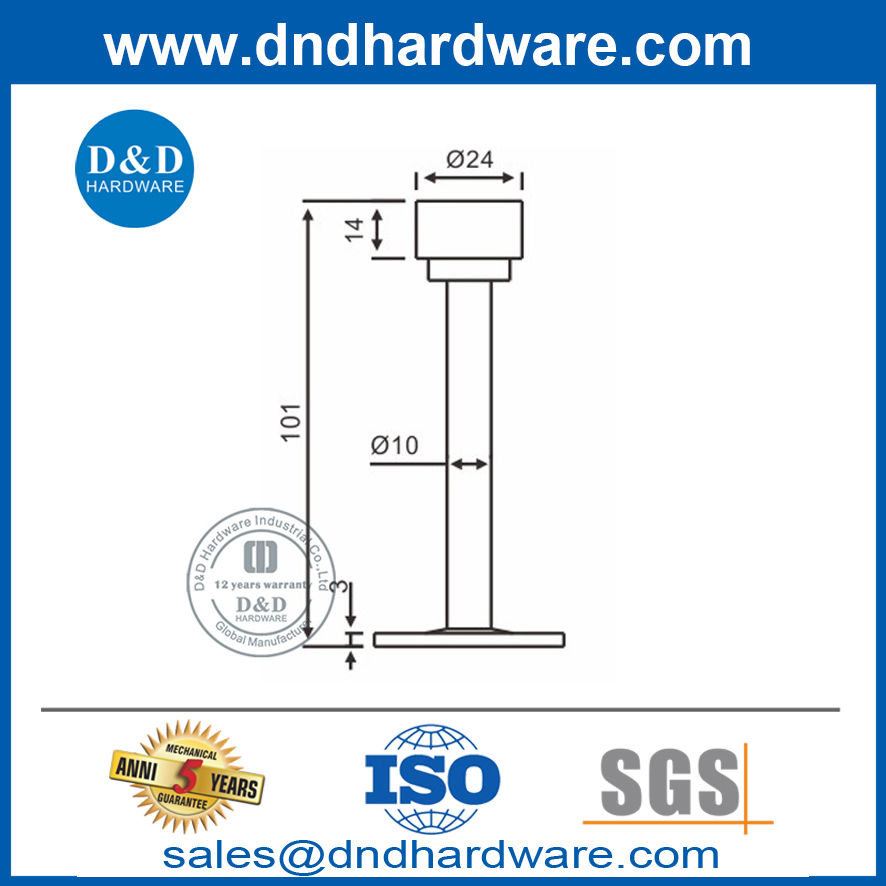 Petite butée de porte en acier inoxydable de haute qualité pour porte extérieure-DDDS018