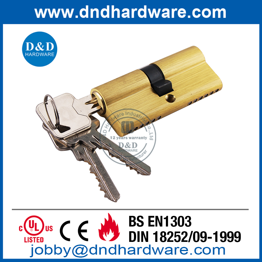 EN 1303 Cylindre de porte double finition teinté laiton massif Lock-DDLC003