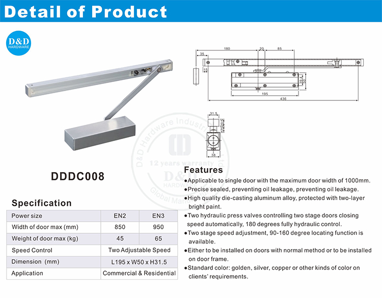 Porte intérieure Close-DDDC008-D & D Hardware