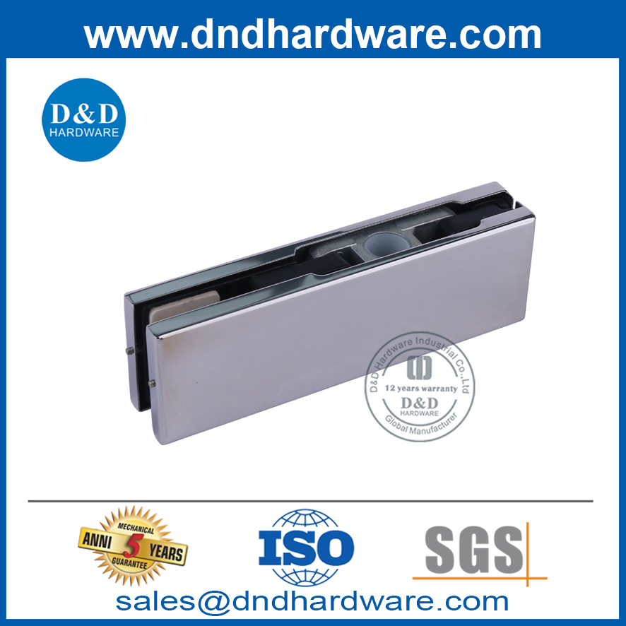 Couvercle en acier inoxydable Raccord de plaquette supérieure pour la porte en verre de bureau-DDPT003