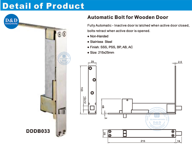 Boulon de porte en bois