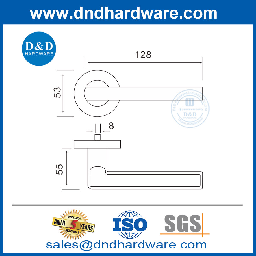 Poigrés de porte moderne en acier inoxydable Poignée de porte intérieure pour l'hôtel-DDSH023