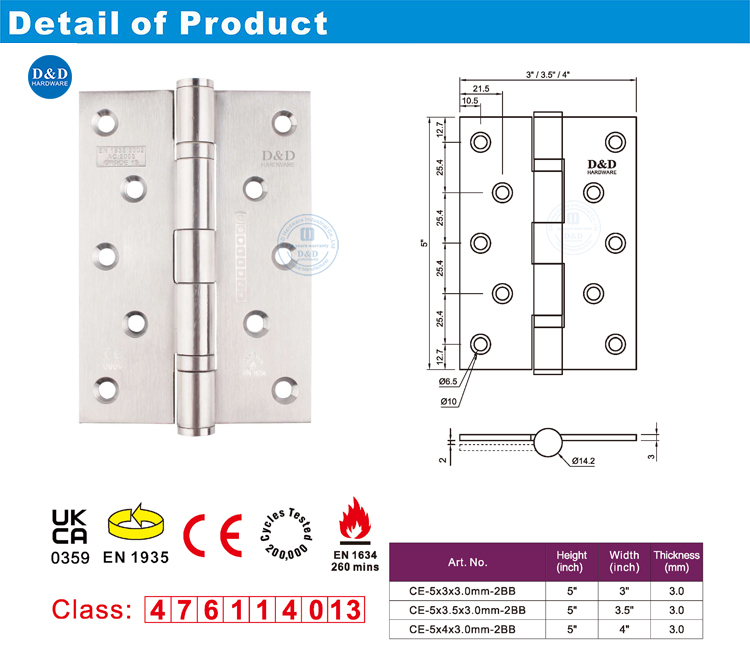 Hinges de porte incendie