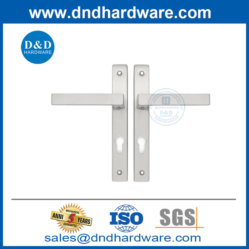 Poignée de levier de porte de plaque arrière à cadre étroit en acier inoxydable avec plaque-DDNP002