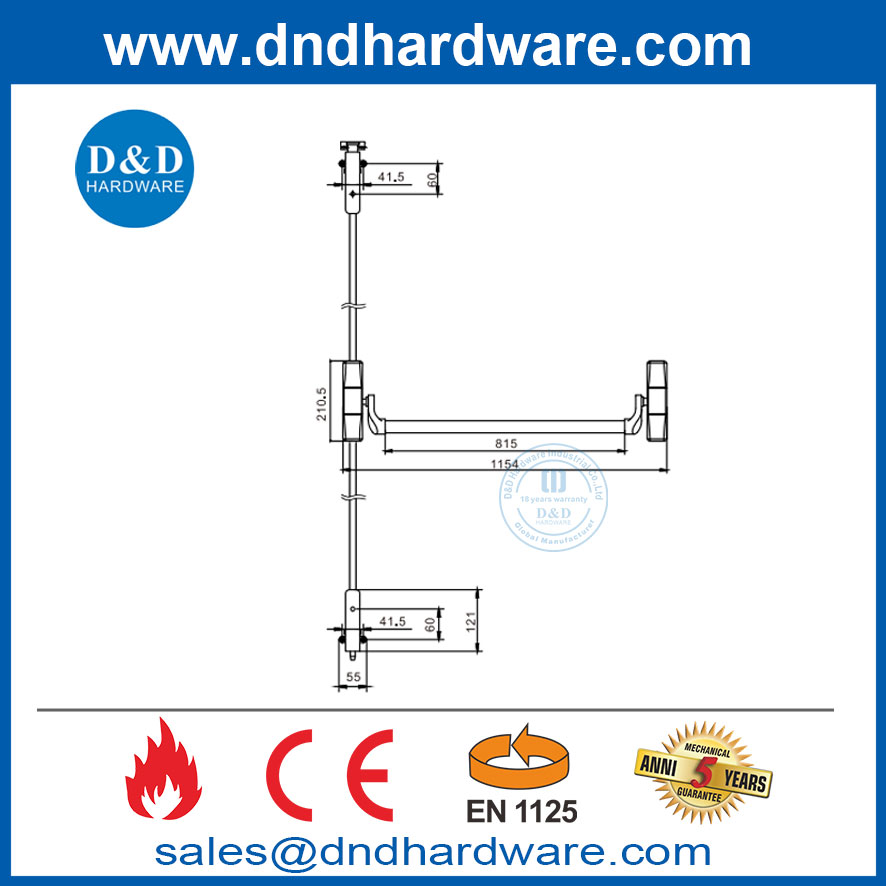 CE Fire noté Escape Emergency Exit Porte Push Bar Panic Cross Barrs-DDPD048
