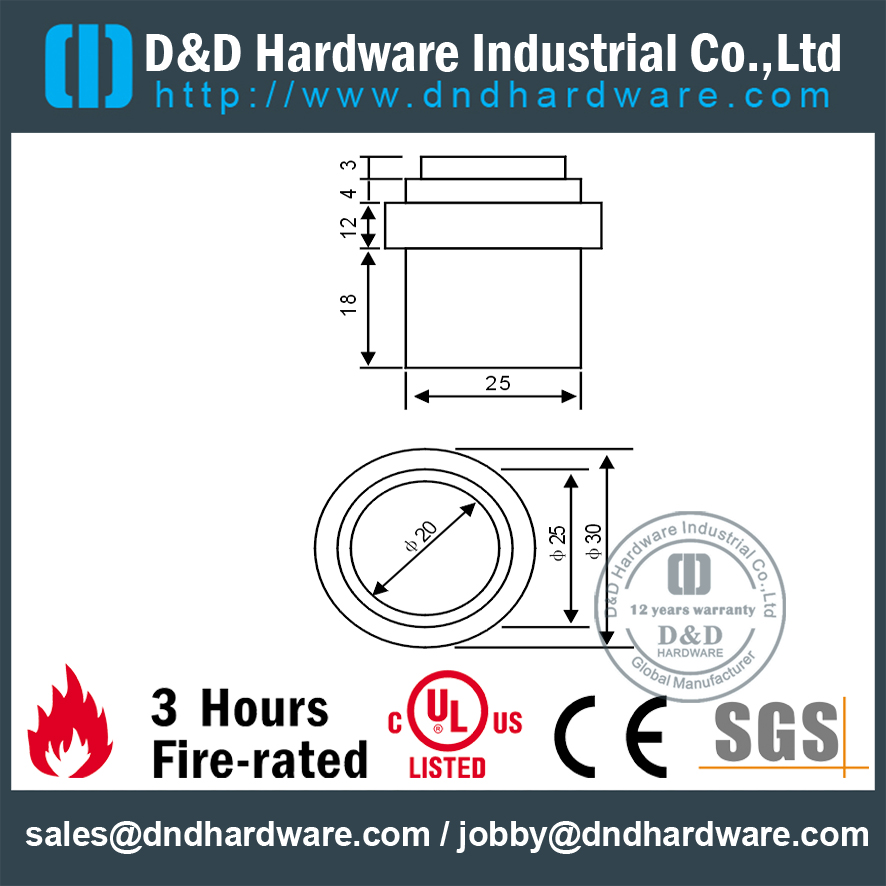 Butée de porte industrielle en alliage de zinc pour porte en métal creuse -DDDS009