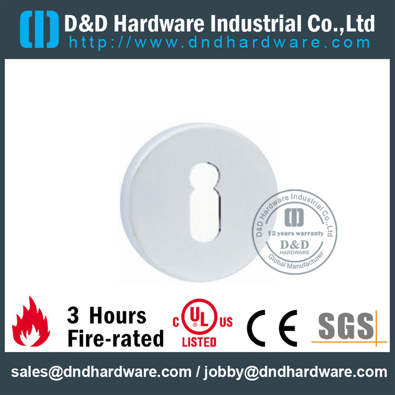Rosace de porte en acier inoxydable 304 au fini polonais avec trou de serrure-DDES006