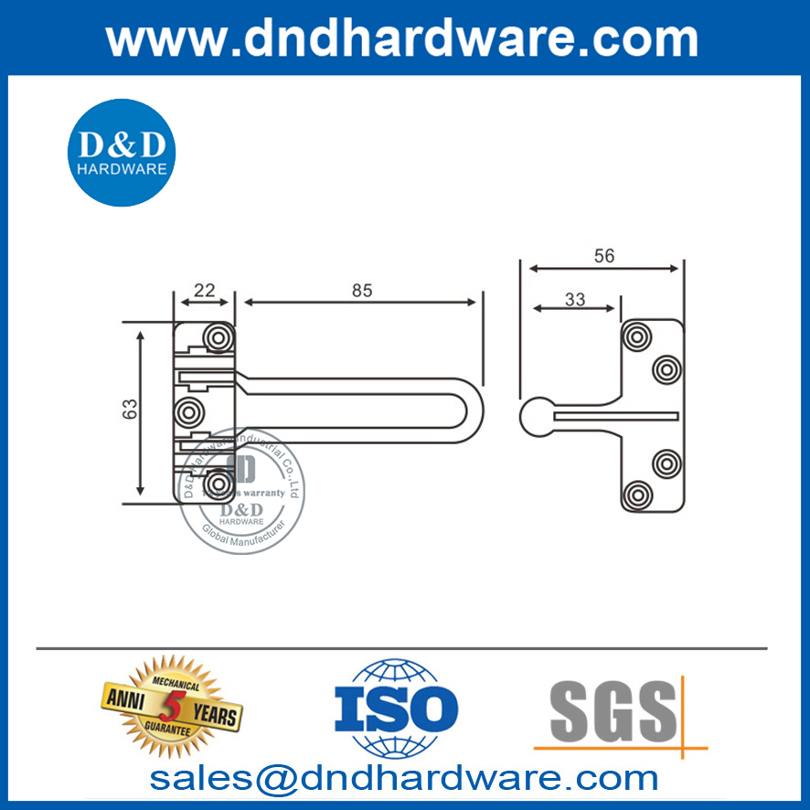 Chaîne de garde de levier de porte commerciale moderne en acier inoxydable-DDDG008