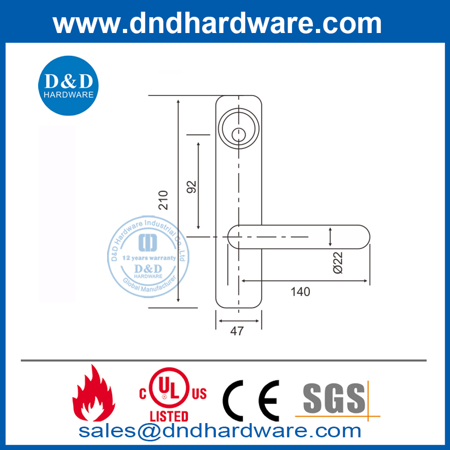 Garniture de levier d'écusson de grade 316 pour porte d'urgence-DDPD014