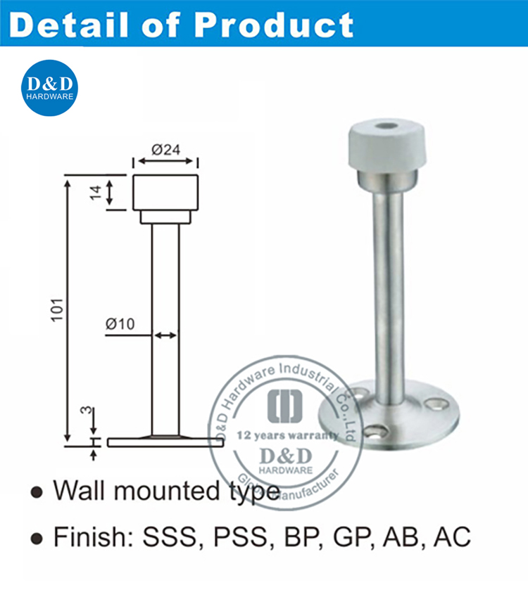 Hardware des arrêts de porte murale et D