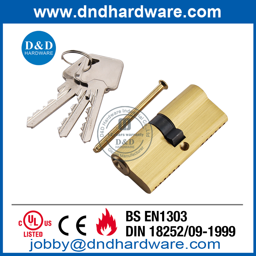 EN 1303 Cylindre de porte double finition teinté laiton massif Lock-DDLC003