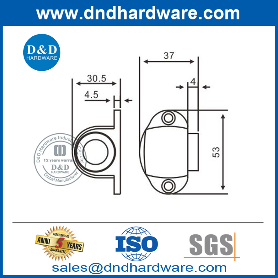 Support de porte magnétique au sol en acier inoxydable pour porte française-DDDS031