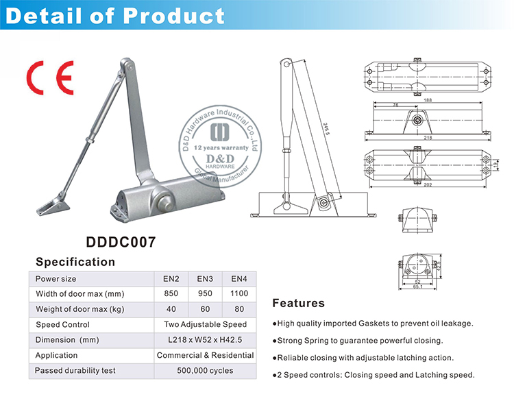 Hardware CE Porte Closer-D & D